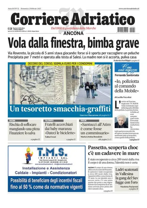 Prima-pagina-corriere adriatico-edizione-di-oggi-02-02-2025